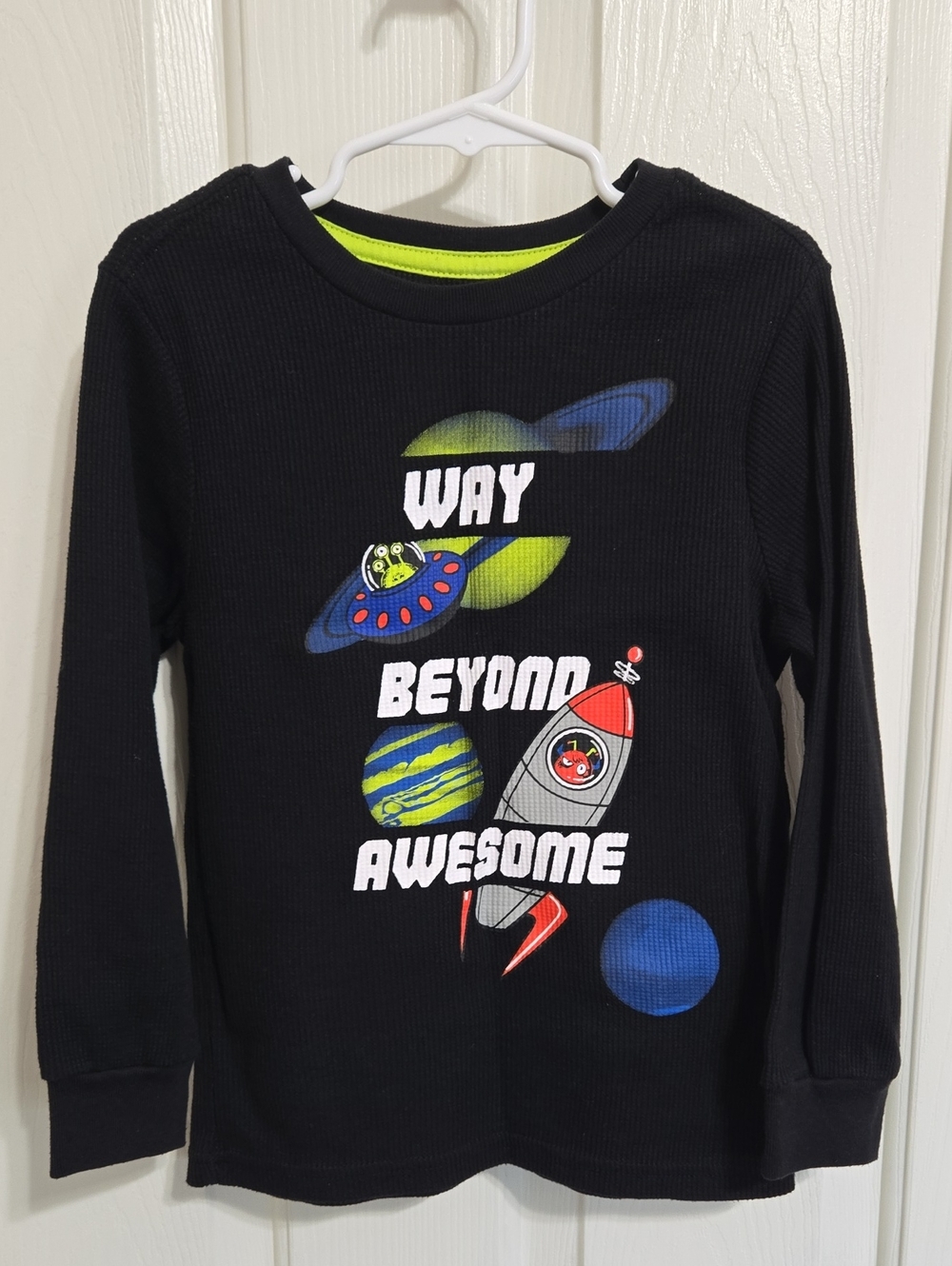 Garanimals black thermal long sleeve shirt with space graphic